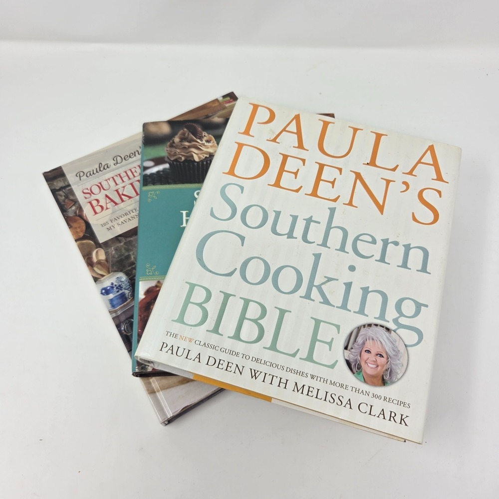 Lot of 3 Paula Deen Hardcover Cookbooks - Second Helpings, Southern Cooking Bibl